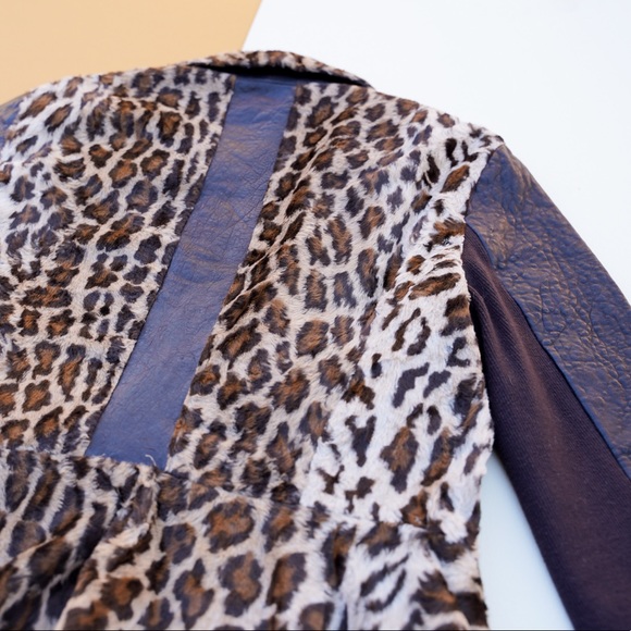 Cheetah fur leather armed jacket - Picture 3 of 9